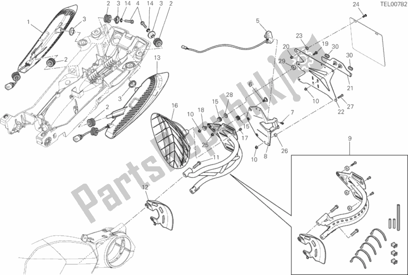 Alle onderdelen voor de Kentekenplaathouder - Achterlicht van de Ducati Diavel Brasil 1200 2012